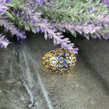 925 Sterling Silver Gold Plated Tanzanite Ring Size 5.5