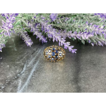 925 Sterling Silver Gold Plated Tanzanite Ring Size 5.5