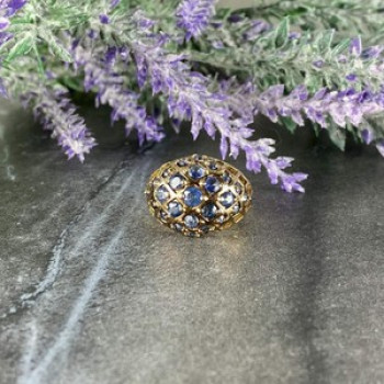 925 Sterling Silver Gold Plated Tanzanite Ring Size 5.5