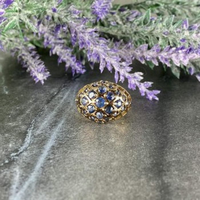 925 Sterling Silver Gold Plated Tanzanite Ring Size 5.5