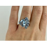 925 Sterling Silver Blue Spinel Ring Size 8