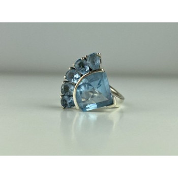 925 Sterling Silver Blue Spinel Ring Size 8