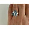 925 Sterling Silver Blue Spinel Ring Size 8