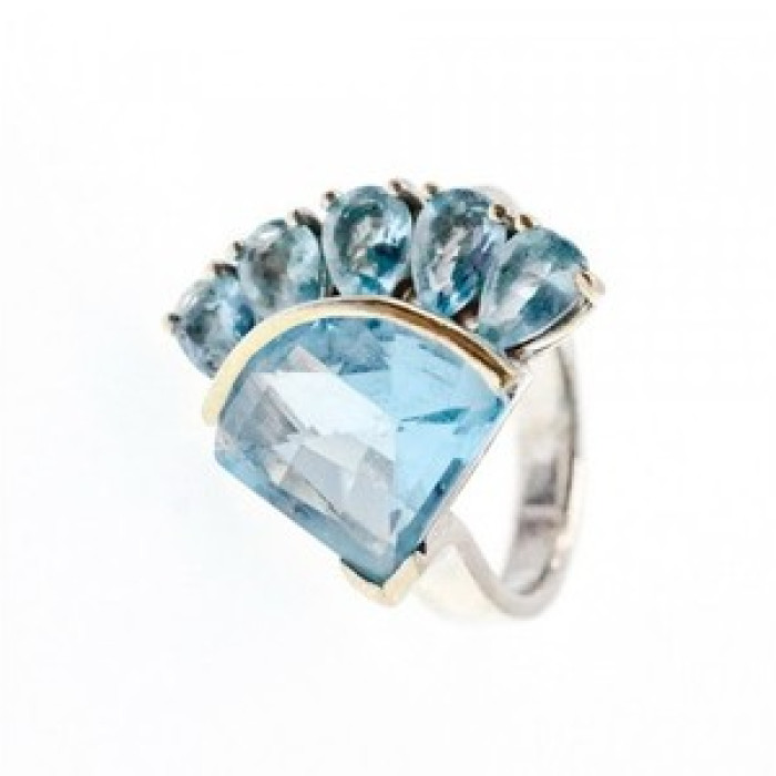 925 Sterling Silver Blue Spinel Ring Size 8