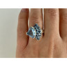 925 Sterling Silver Blue Spinel Ring Size 8