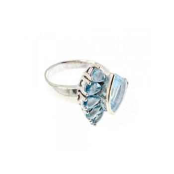 925 Sterling Silver Blue Spinel Ring Size 8