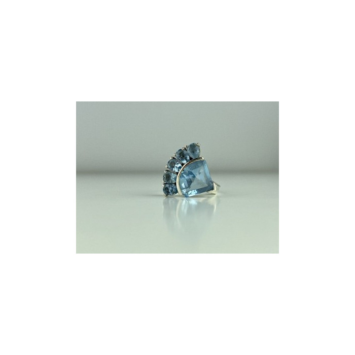925 Sterling Silver Blue Spinel Ring Size 8