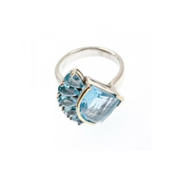 925 Sterling Silver Blue Spinel Ring Size 8