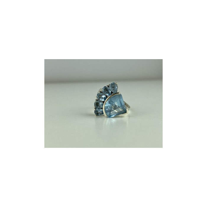 925 Sterling Silver Blue Spinel Ring Size 8