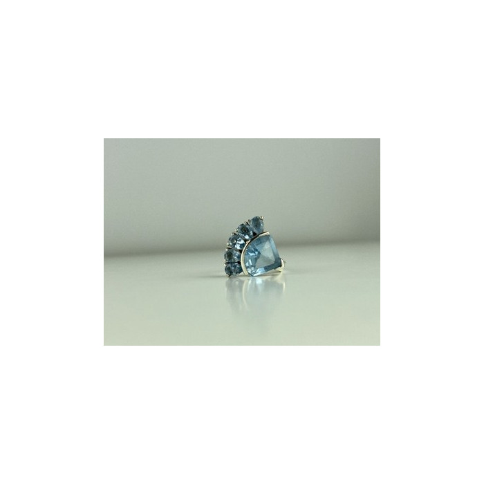 925 Sterling Silver Blue Spinel Ring Size 8
