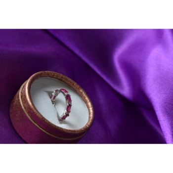 925 Sterling Silver Pink Topaz & CZ Ring Size 5.5