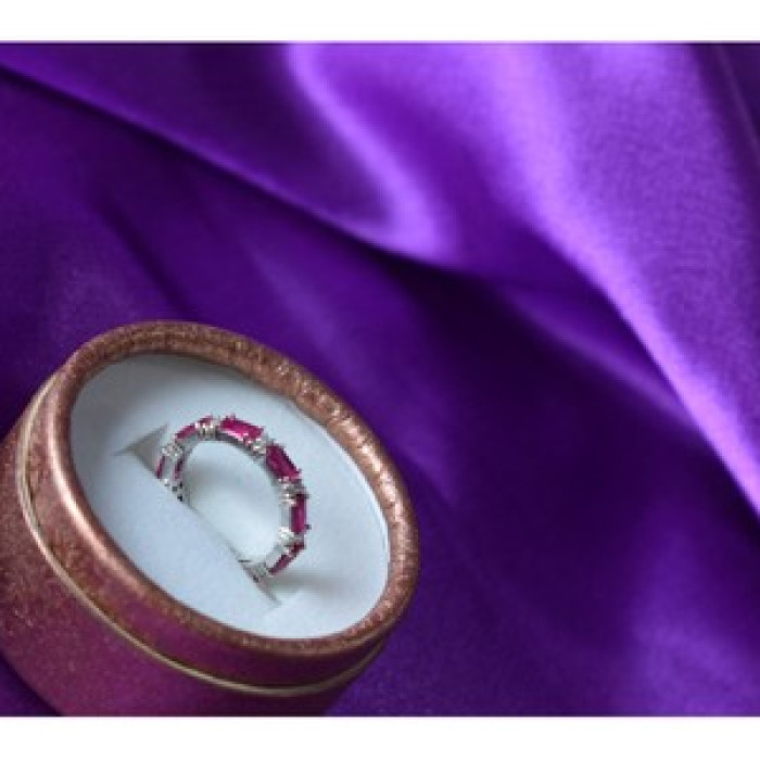 925 Sterling Silver Pink Topaz & CZ Ring Size 5.5