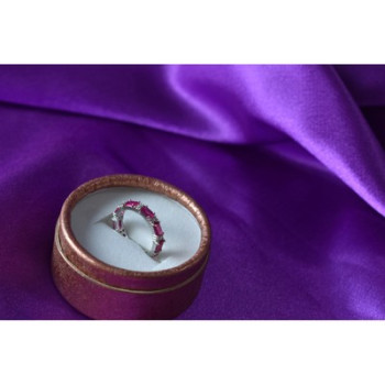 925 Sterling Silver Pink Topaz & CZ Ring Size 5.5