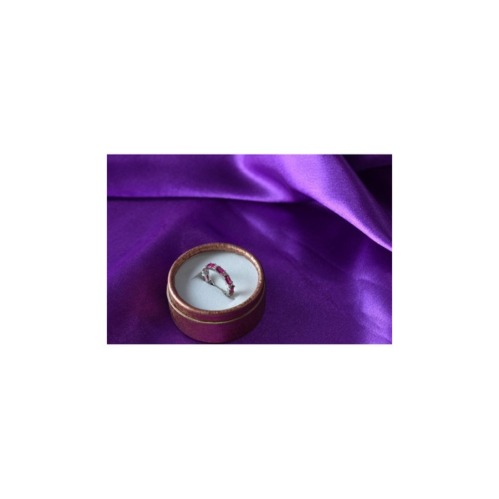 925 Sterling Silver Pink Topaz & CZ Ring Size 5.5