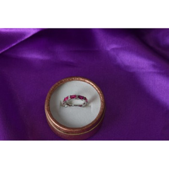 925 Sterling Silver Pink Topaz & CZ Ring Size 5.5