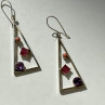 925 Sterling Silver Morganite, Iolite & Agate Earrings