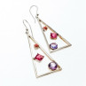 925 Sterling Silver Morganite, Iolite & Agate Earrings