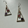 925 Sterling Silver Morganite, Iolite & Agate Earrings