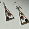 925 Sterling Silver Morganite, Iolite & Agate Earrings