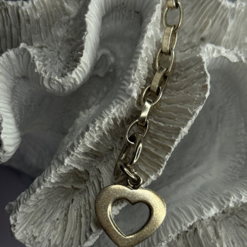 925 Sterling Silver Heart Charm Bracelet Length 7.5