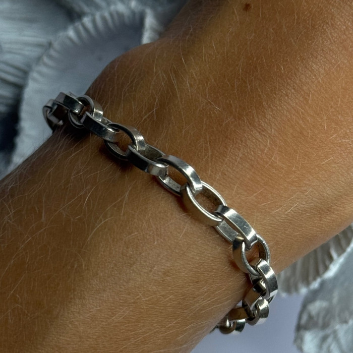 925 Sterling Silver Heart Charm Bracelet Length 7.5