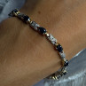 925 Sterling Silver Gold Plated Sapphire & Diamond Bracelet Length 7.5