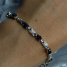 925 Sterling Silver Gold Plated Sapphire & Diamond Bracelet Length 7.5