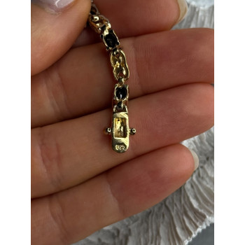 925 Sterling Silver Gold Plated Sapphire & Diamond Bracelet Length 7.5