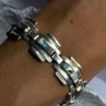 Vintage 925 Sterling Silver Abalone Bracelet Length 7
