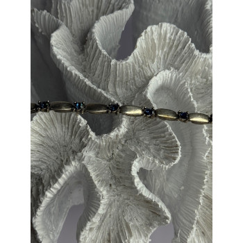 Vintage 925 Sterling Silver Sapphire Bracelet Length 7