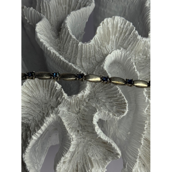 Vintage 925 Sterling Silver Sapphire Bracelet Length 7