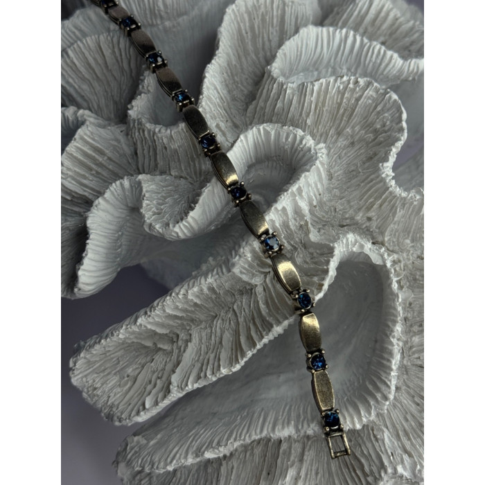 Vintage 925 Sterling Silver Sapphire Bracelet Length 7