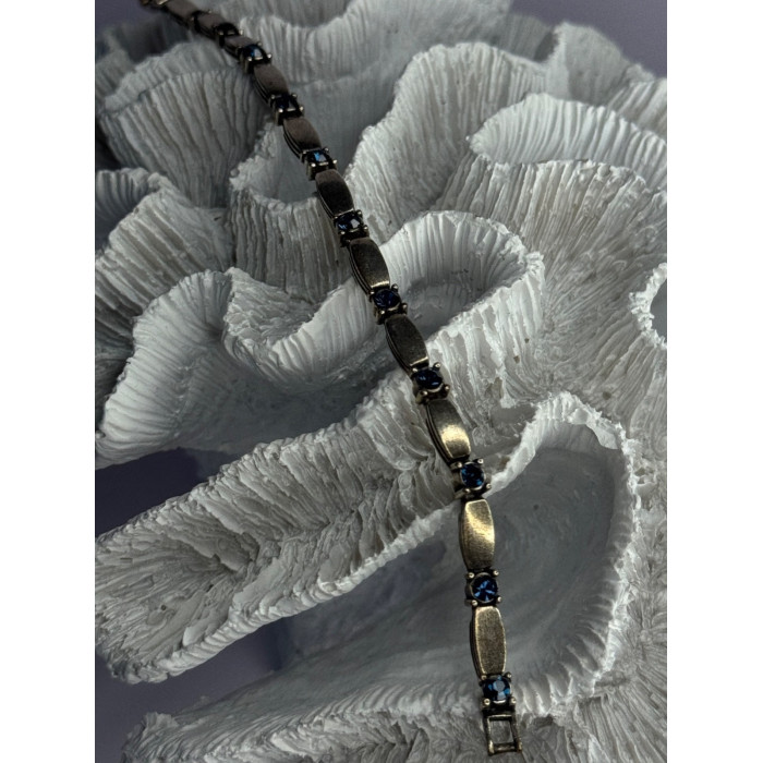 Vintage 925 Sterling Silver Sapphire Bracelet Length 7