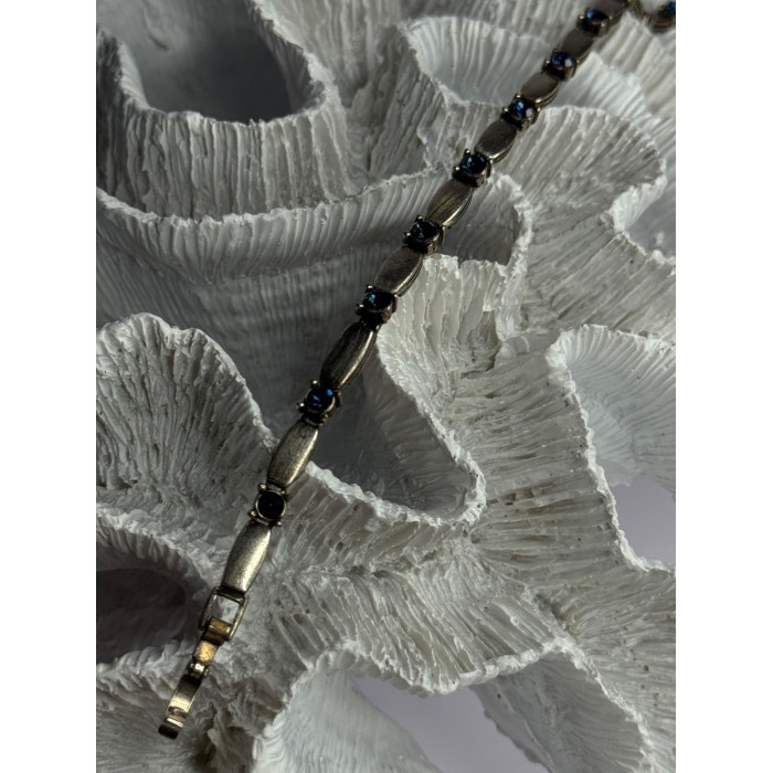 Vintage 925 Sterling Silver Sapphire Bracelet Length 7