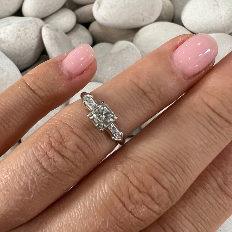 Jabel 18K White Gold Diamonds Ring Size 4.5