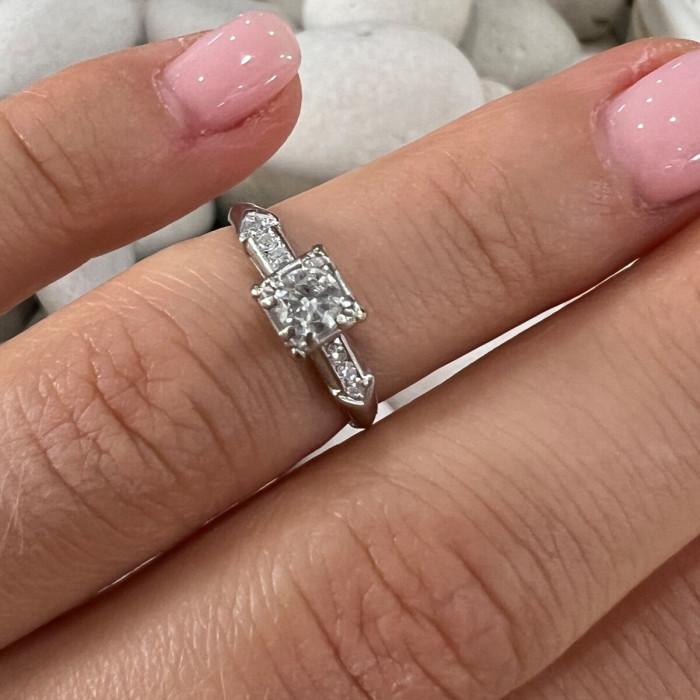 Jabel 18K White Gold Diamonds Ring Size 4.5