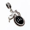 925 Sterling Silver Onyx Dolphin Pendant
