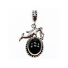 925 Sterling Silver Onyx Dolphin Pendant