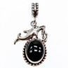 925 Sterling Silver Onyx Dolphin Pendant