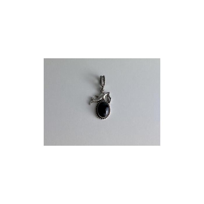925 Sterling Silver Onyx Dolphin Pendant
