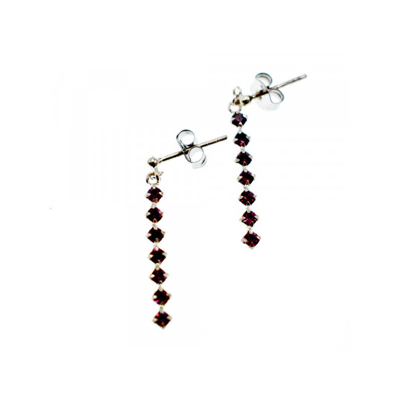 925 Sterling Silver Almandine Stud Earrings