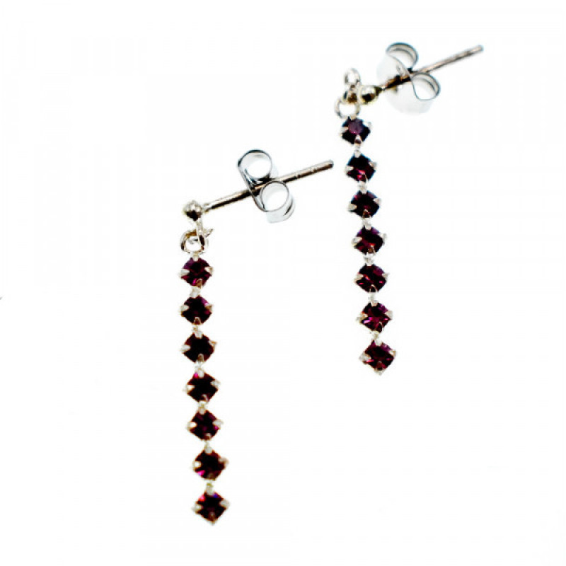 925 Sterling Silver Almandine Stud Earrings