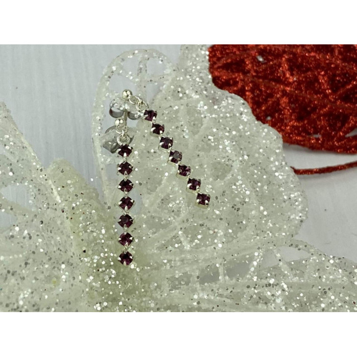 925 Sterling Silver Almandine Stud Earrings