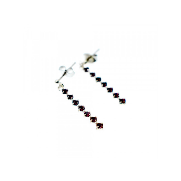 925 Sterling Silver Almandine Stud Earrings