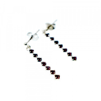 925 Sterling Silver Almandine Stud Earrings