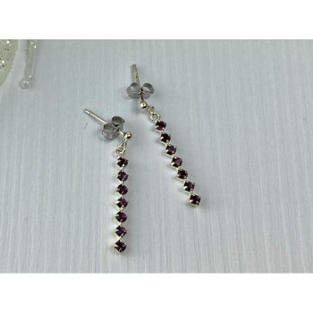 925 Sterling Silver Almandine Stud Earrings
