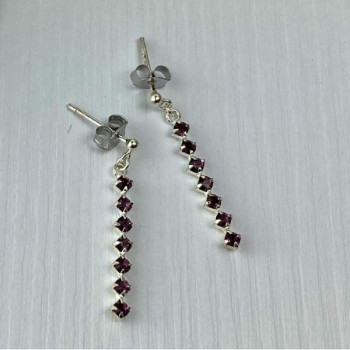 925 Sterling Silver Almandine Stud Earrings