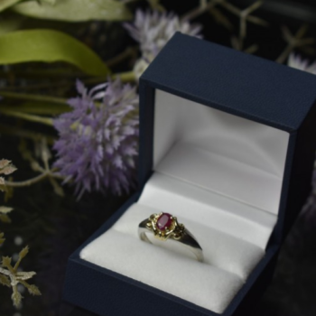925 Sterling Silver Gold Plated Pink Spinel Ring Size 8.5
