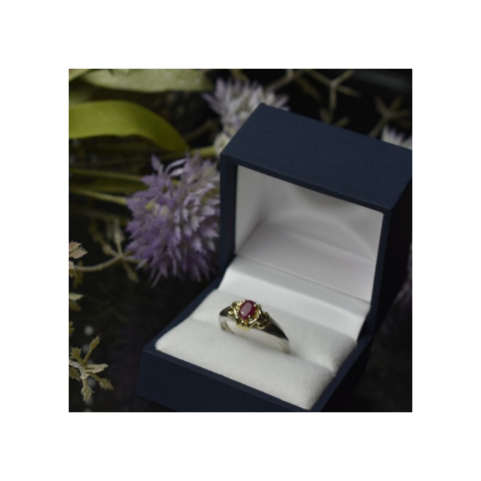 925 Sterling Silver Gold Plated Pink Spinel Ring Size 8.5