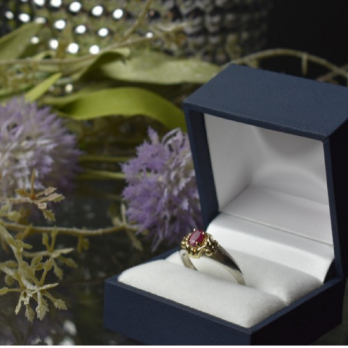 925 Sterling Silver Gold Plated Pink Spinel Ring Size 8.5